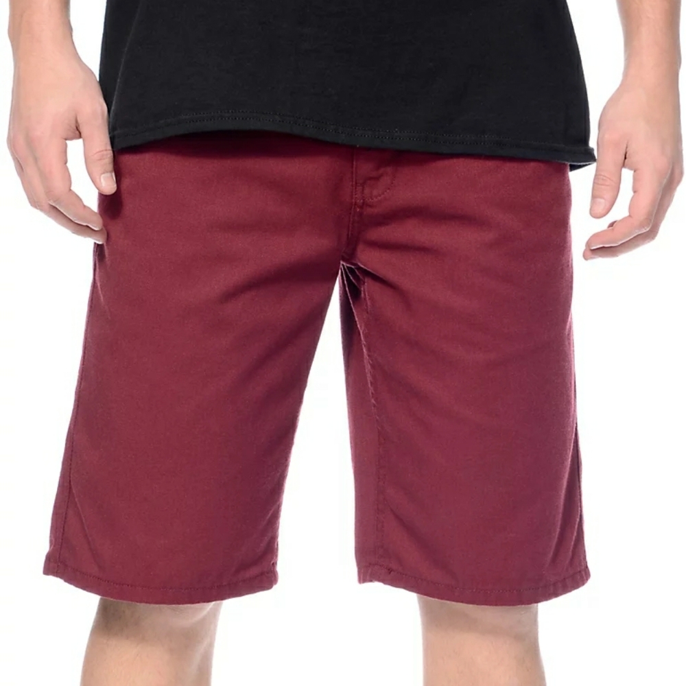 Zumiez FREEWORLD Chino Shorts Burgundy Red -  Size 34 Men's Casual Shorts